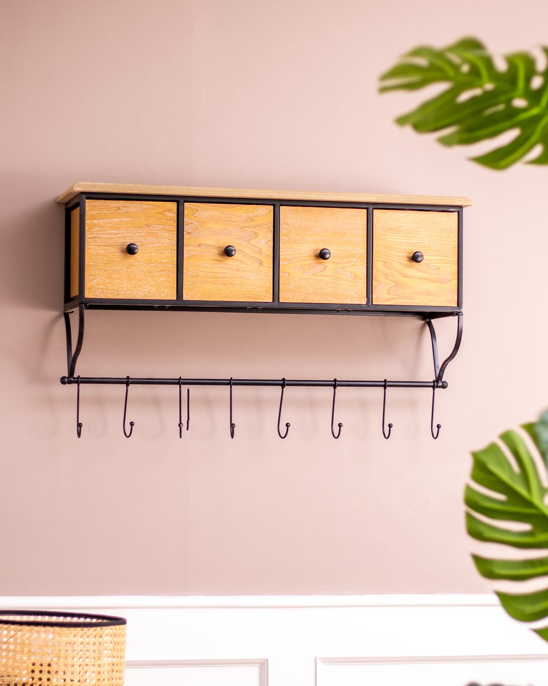 'Rustic Charm' Wooden Wall Cabinet - 4 Drawer - The Decor Kart