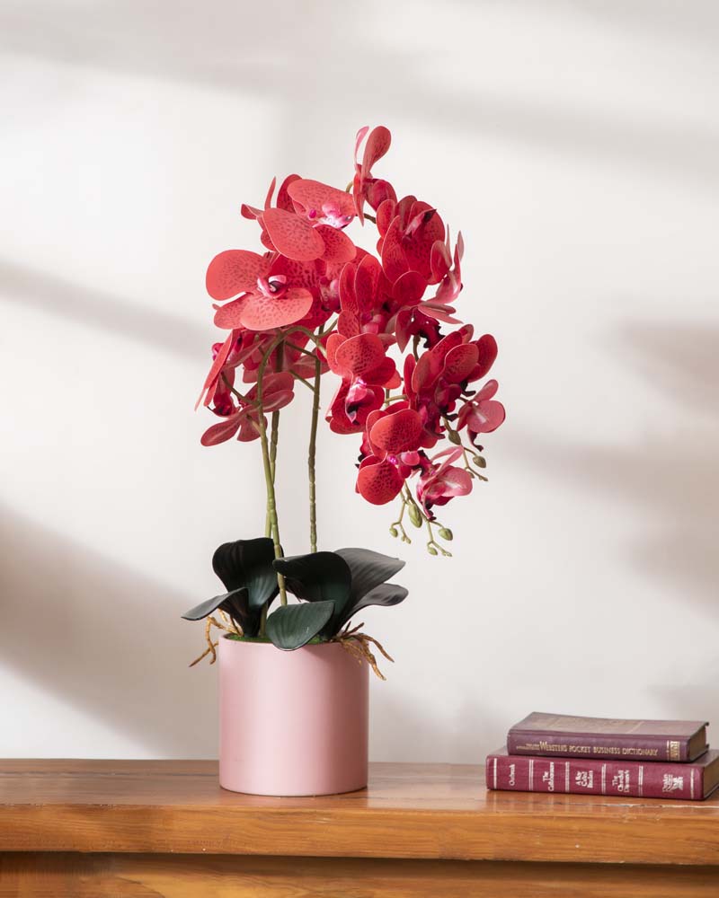 Red Orchid Charm Artificial Flower Arrangement