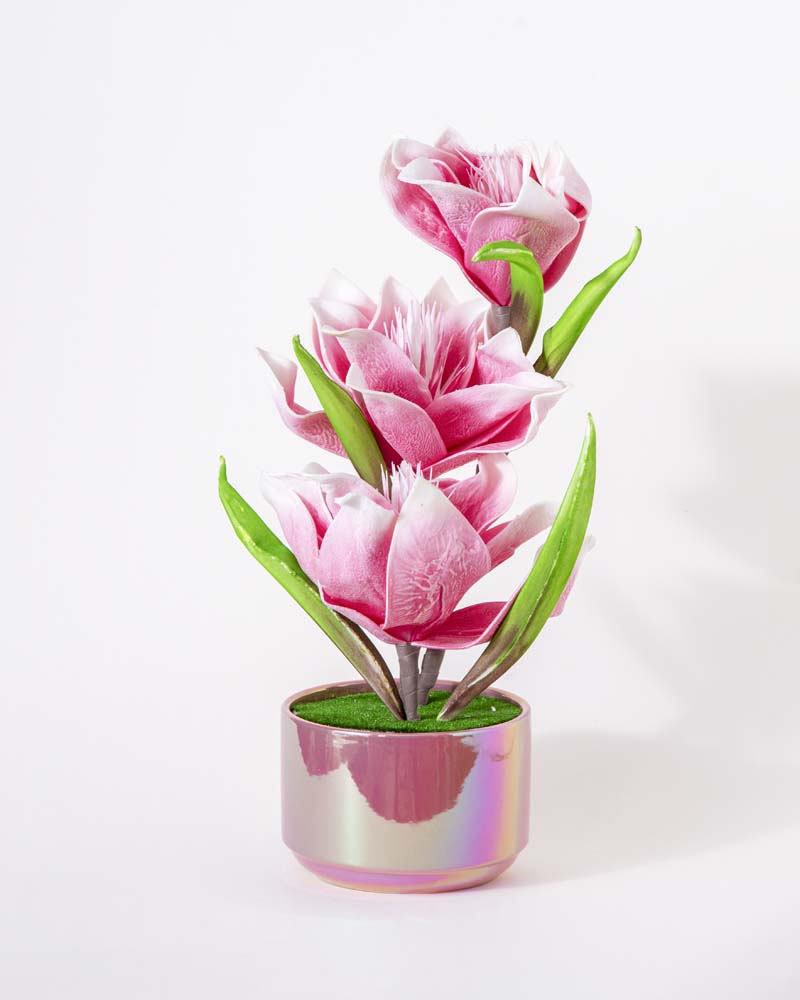 Pink Tulip Artificial Flower Arrangement