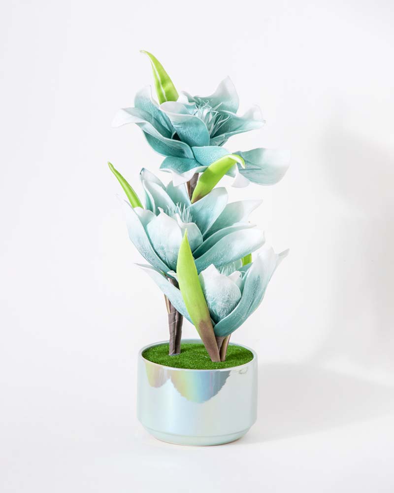 Teal Lotus Artificial Flower Arrangement