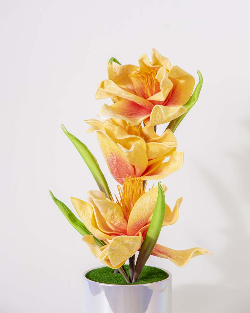Golden Lily Bloom Artificial Flower Arrangement