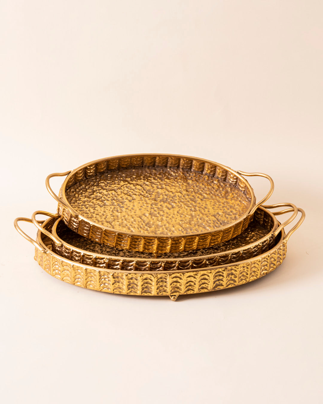 Gold Hammered Serving Tray - Large