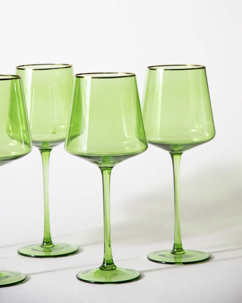 Green Vintage Wine Glass - Set of 4