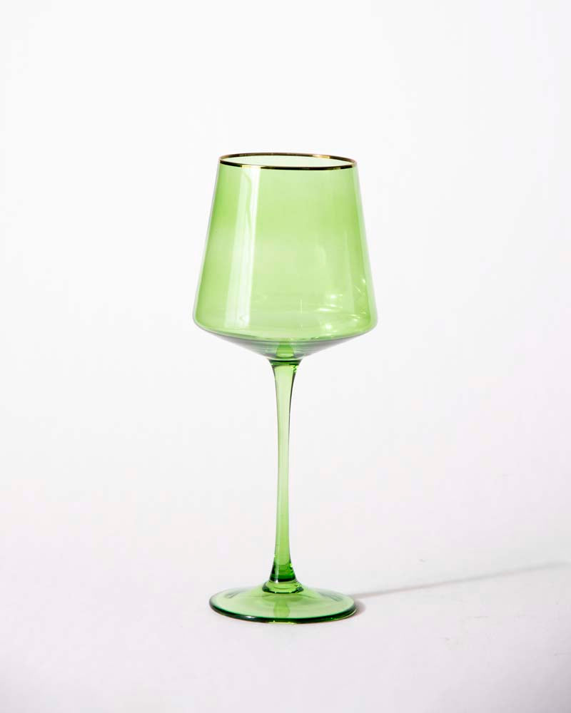 Green Vintage Wine Glass - Set of 4