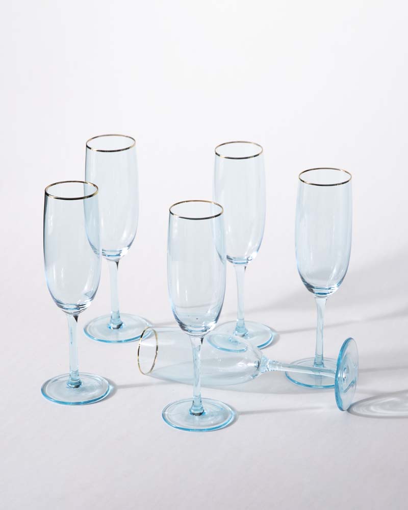 Sparkling Champagne Flute - Sky Blue - Set Of 6