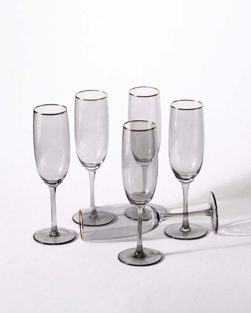 Sparkling Champagne Flute - Smoke - Set Of 6
