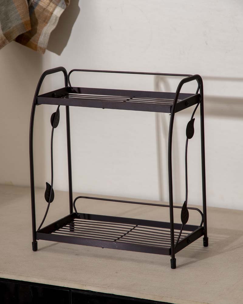 2-Tier Metal Leaf Design Storage Rack