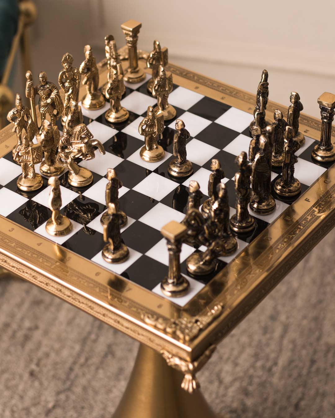 Historical Greek vs Roman Army Chess Set with Stand - The Decor Kart