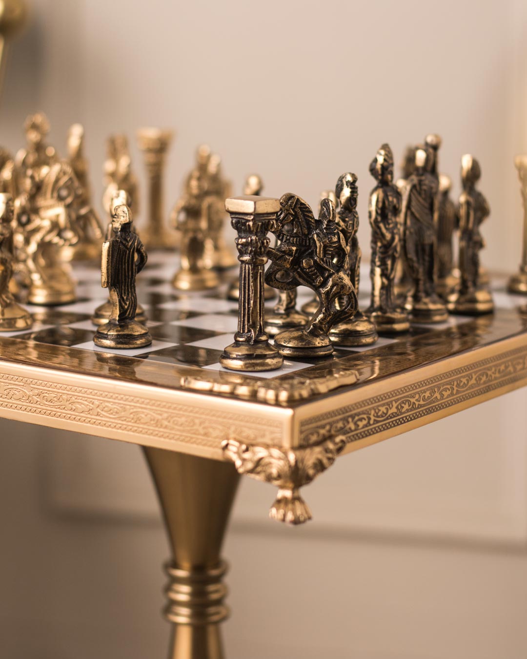 Historical Greek vs Roman Army Chess Set with Stand - The Decor Kart