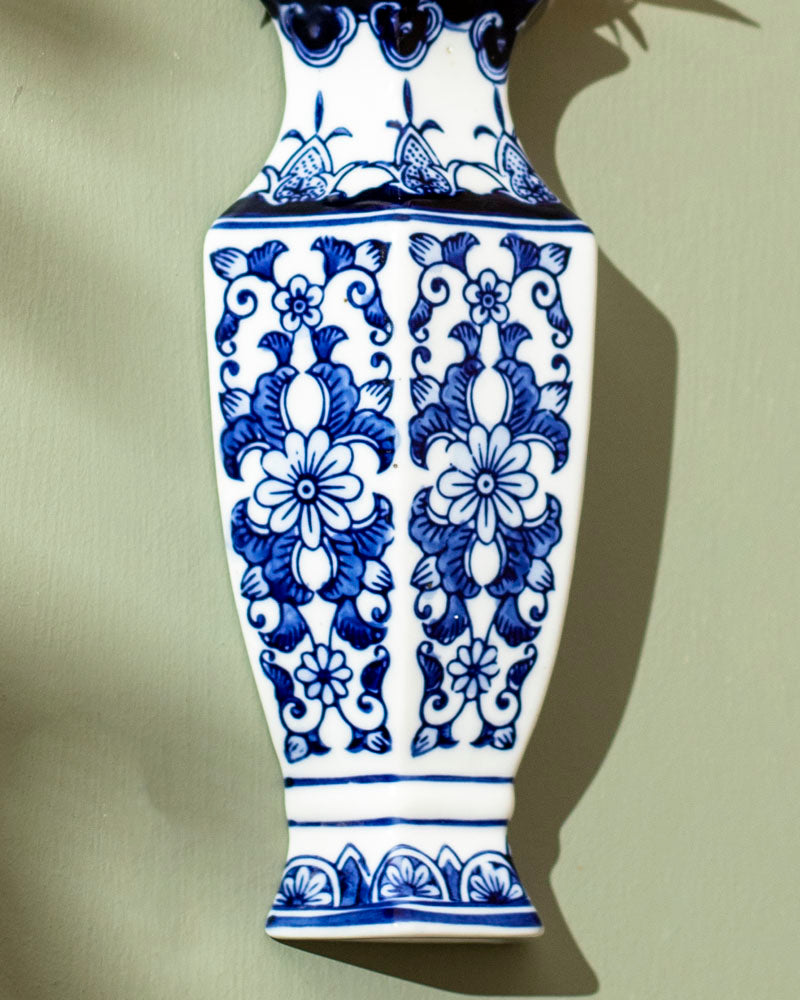 Classic Delft Inspired Wall Vase