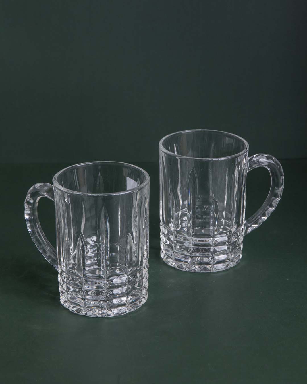 Chiseled Brilliance Clear Glass Mug - Set of 2 - The Decor Kart