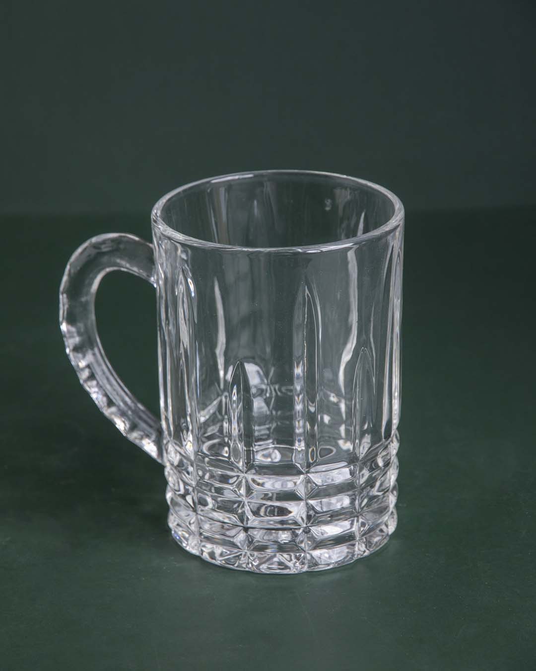 Chiseled Brilliance Clear Glass Mug - Set of 2 - The Decor Kart