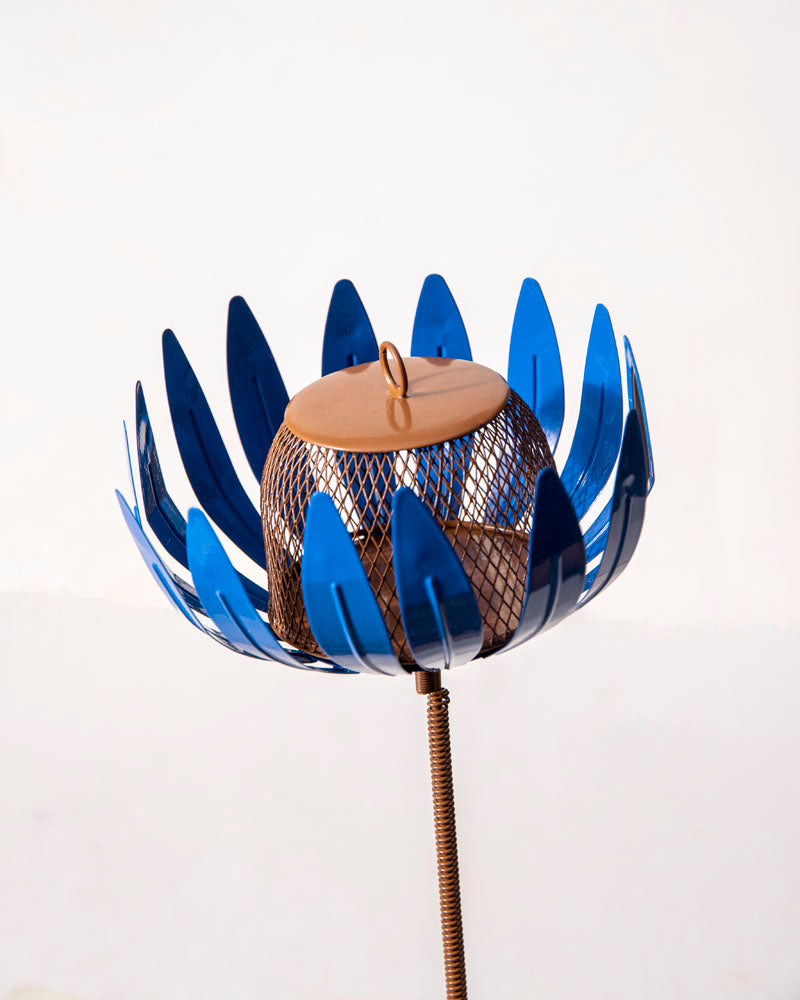 Garden Flower Bird Feeding Stand - Blue