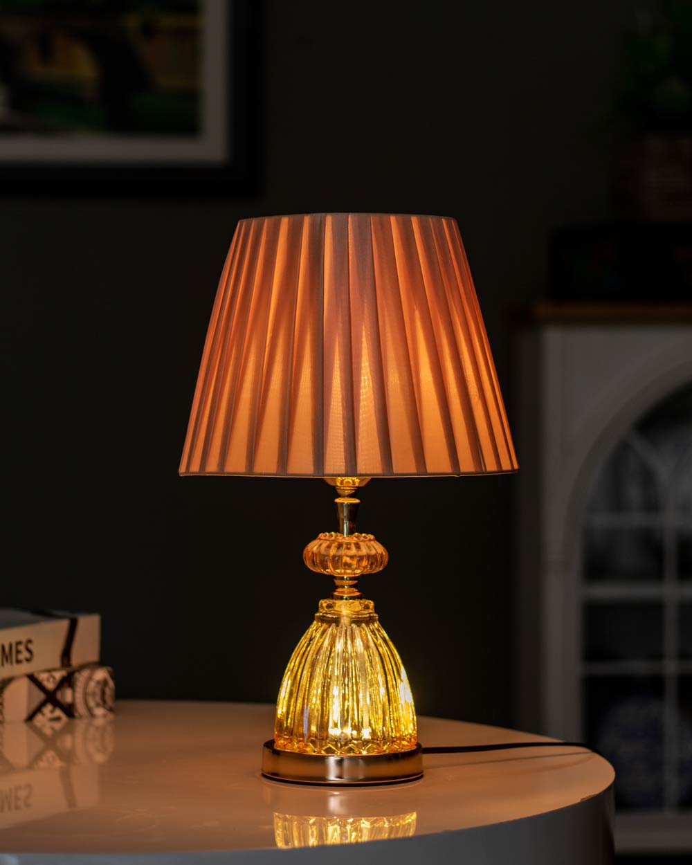 Cecilia Amber Crystal Table Lamp