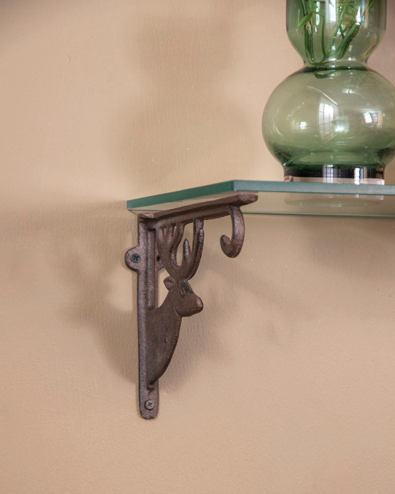 'Rein Deer' Cast Iron Decorative Shelf Set With Glass