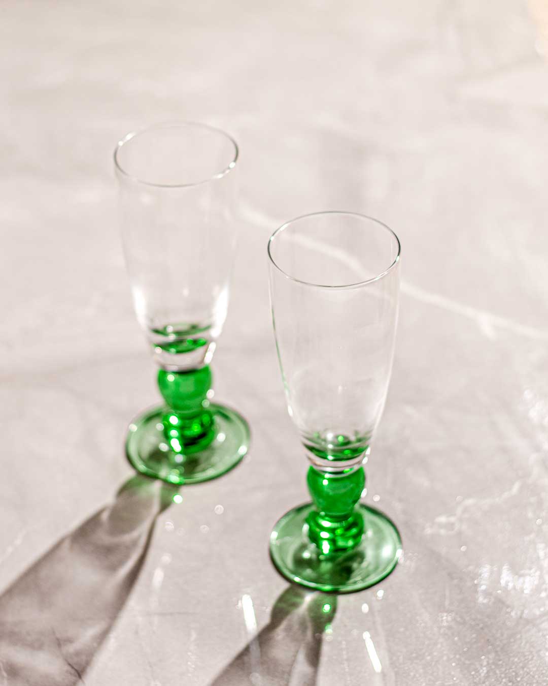 Swirl Green Champagne Flute - Set of 6 - The Decor Kart