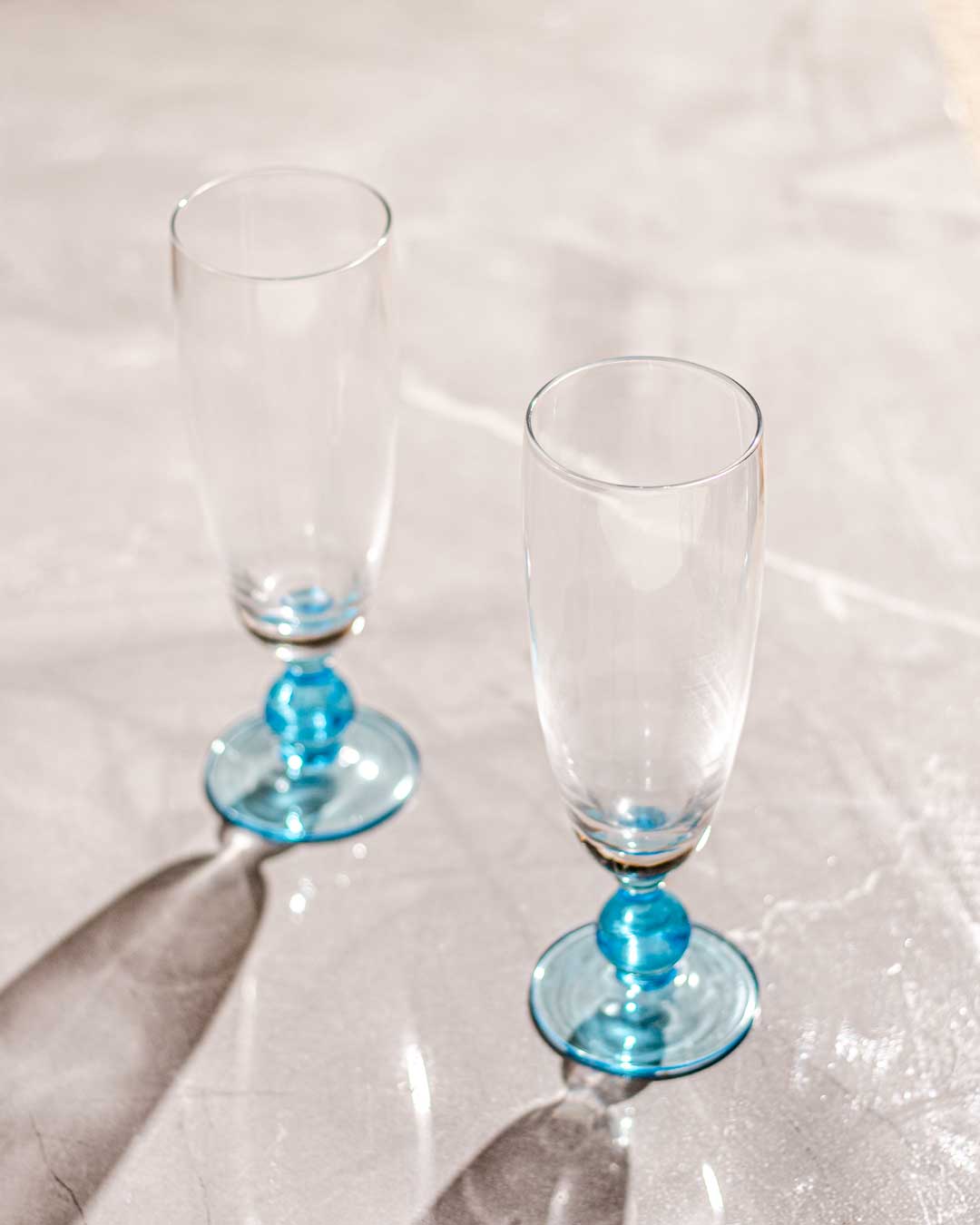 Swirl Blue Champagne Flute - Set of 6 - The Decor Kart