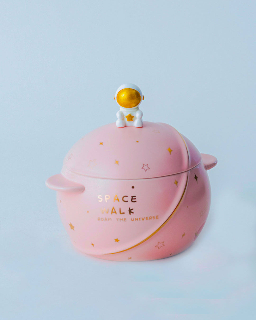 'Space Walk' Serving Bowl with Lid - Pink - The Decor Kart