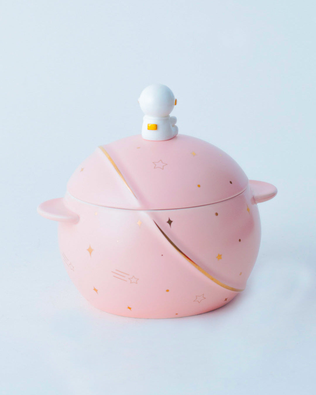 'Space Walk' Serving Bowl with Lid - Pink - The Decor Kart