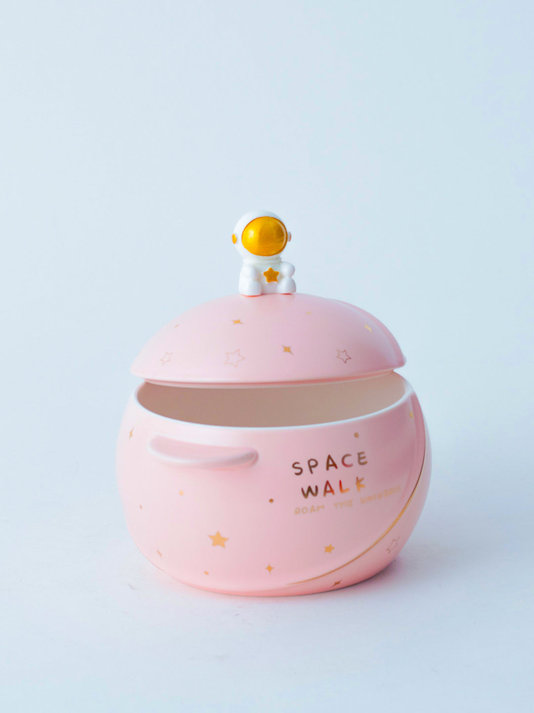 'Space Walk' Serving Bowl with Lid - Pink - The Decor Kart