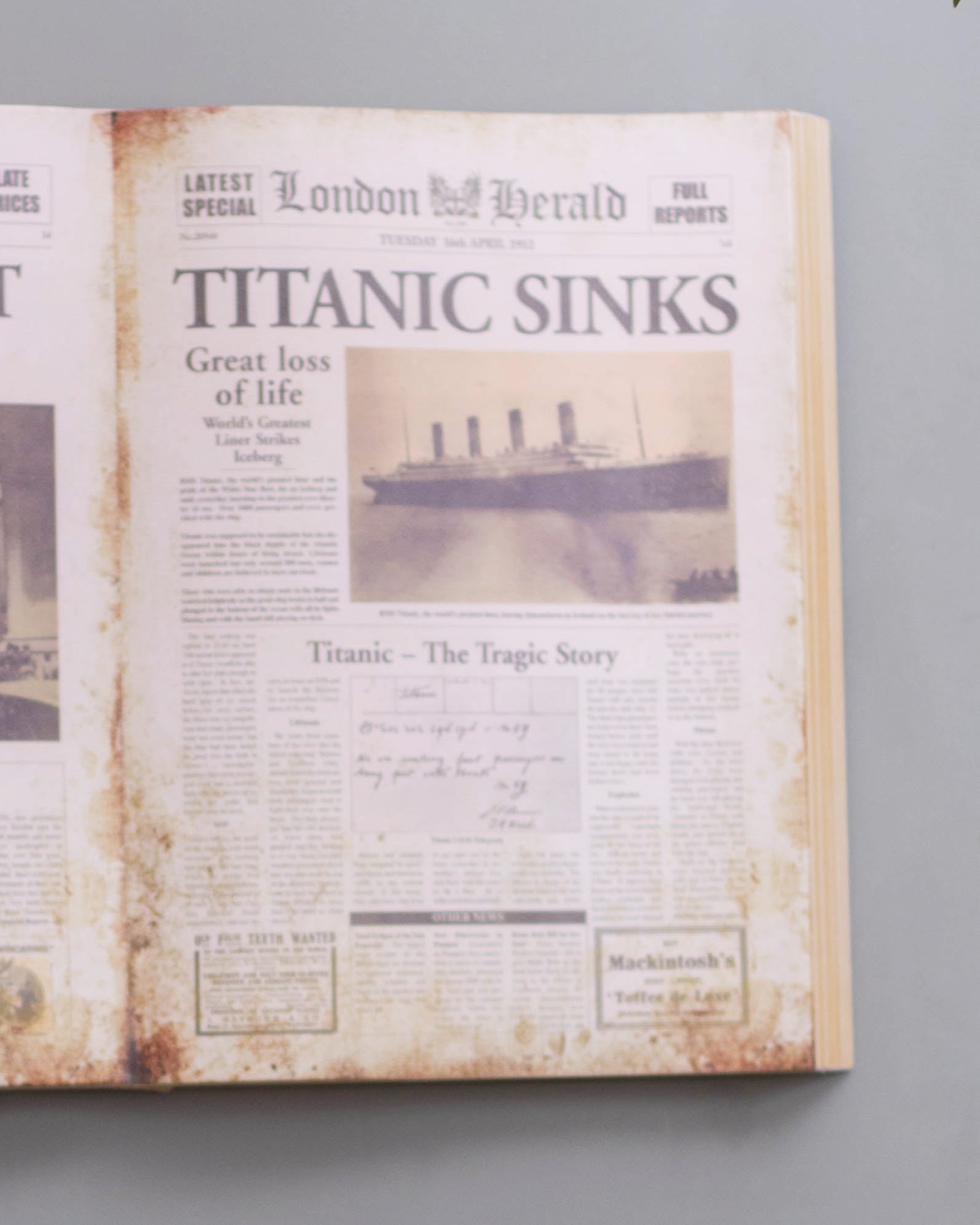 'TITANIC SINKS' Open Book Wall Accent