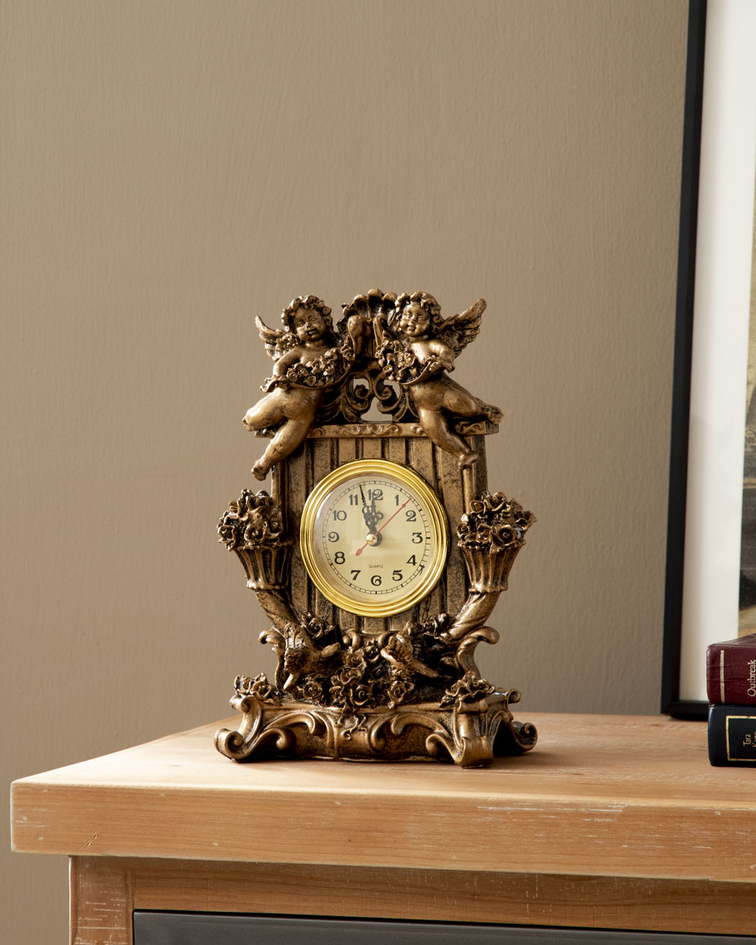 Twin Cherub Antique Table Clock