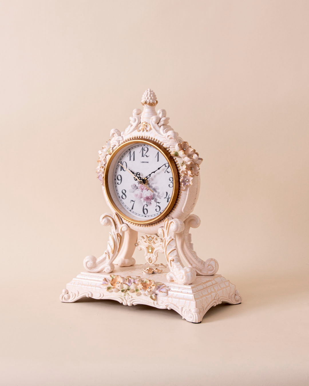 Antique Grace Floral Table Clock