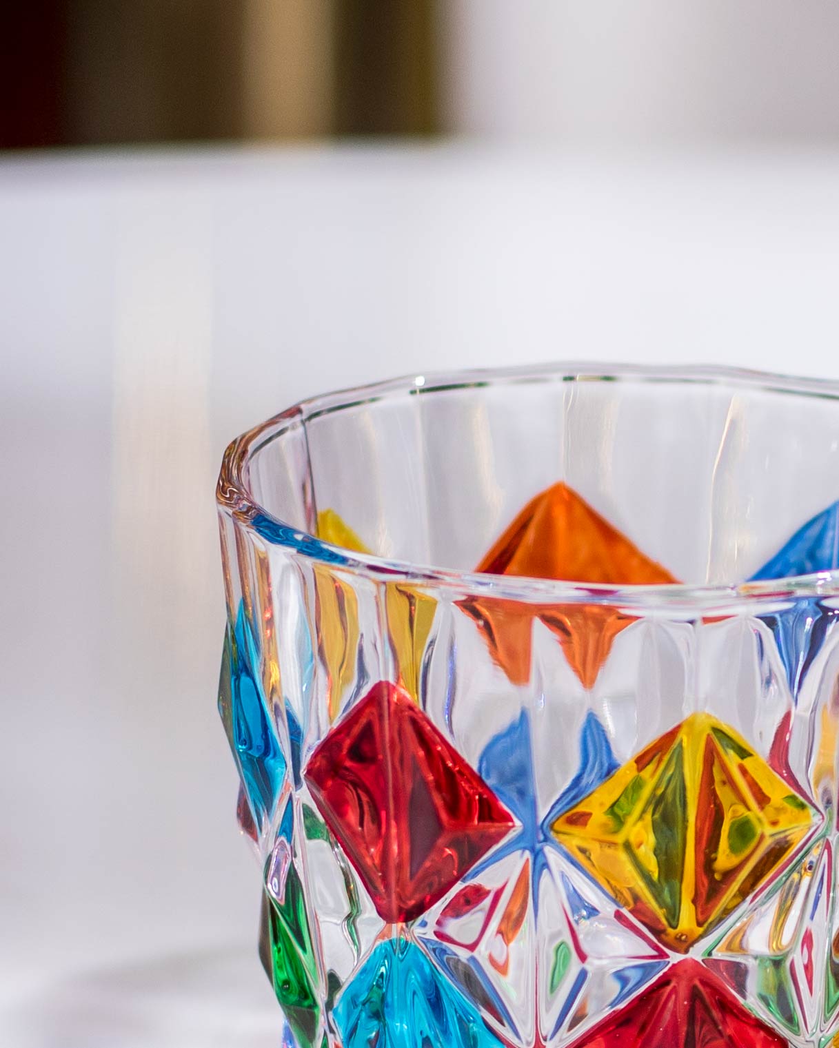 Waffle painted Drinking Glass - Set of 6