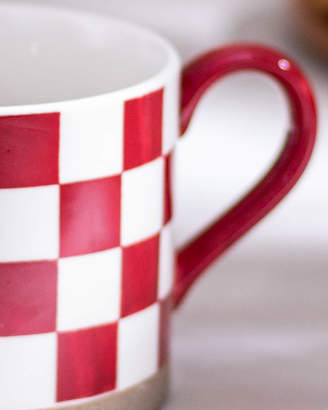 Red & White Nordic Ceramic Mug