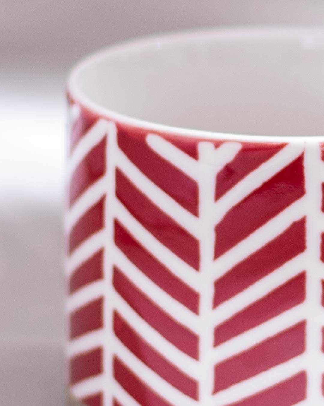 Red & White Nordic Ceramic Mug