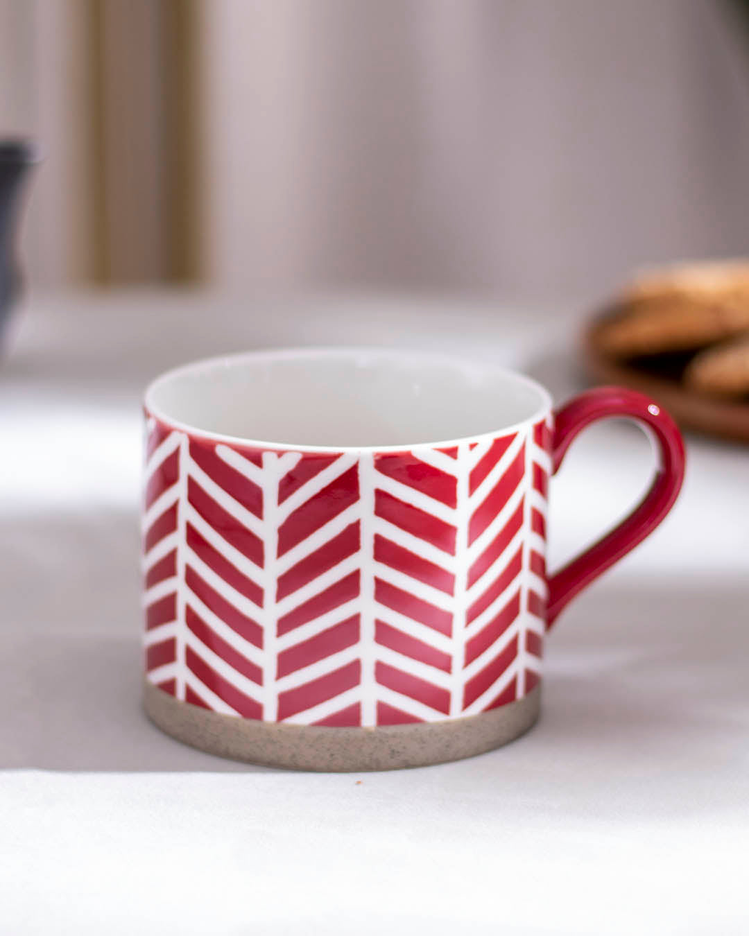 Red & White Nordic Ceramic Mug