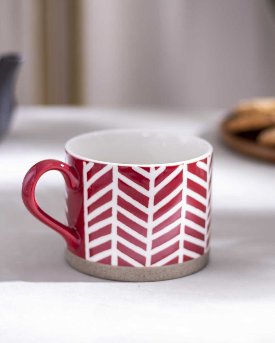 Red & White Nordic Ceramic Mug