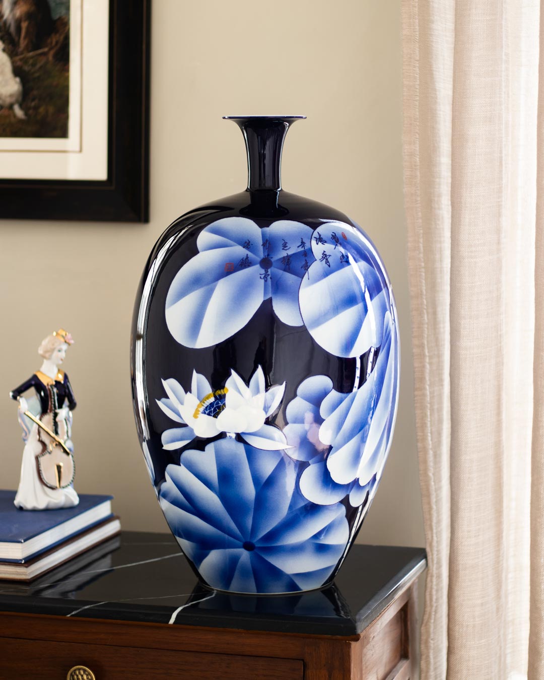The Lotus - Midnight Blue Decorative Vase