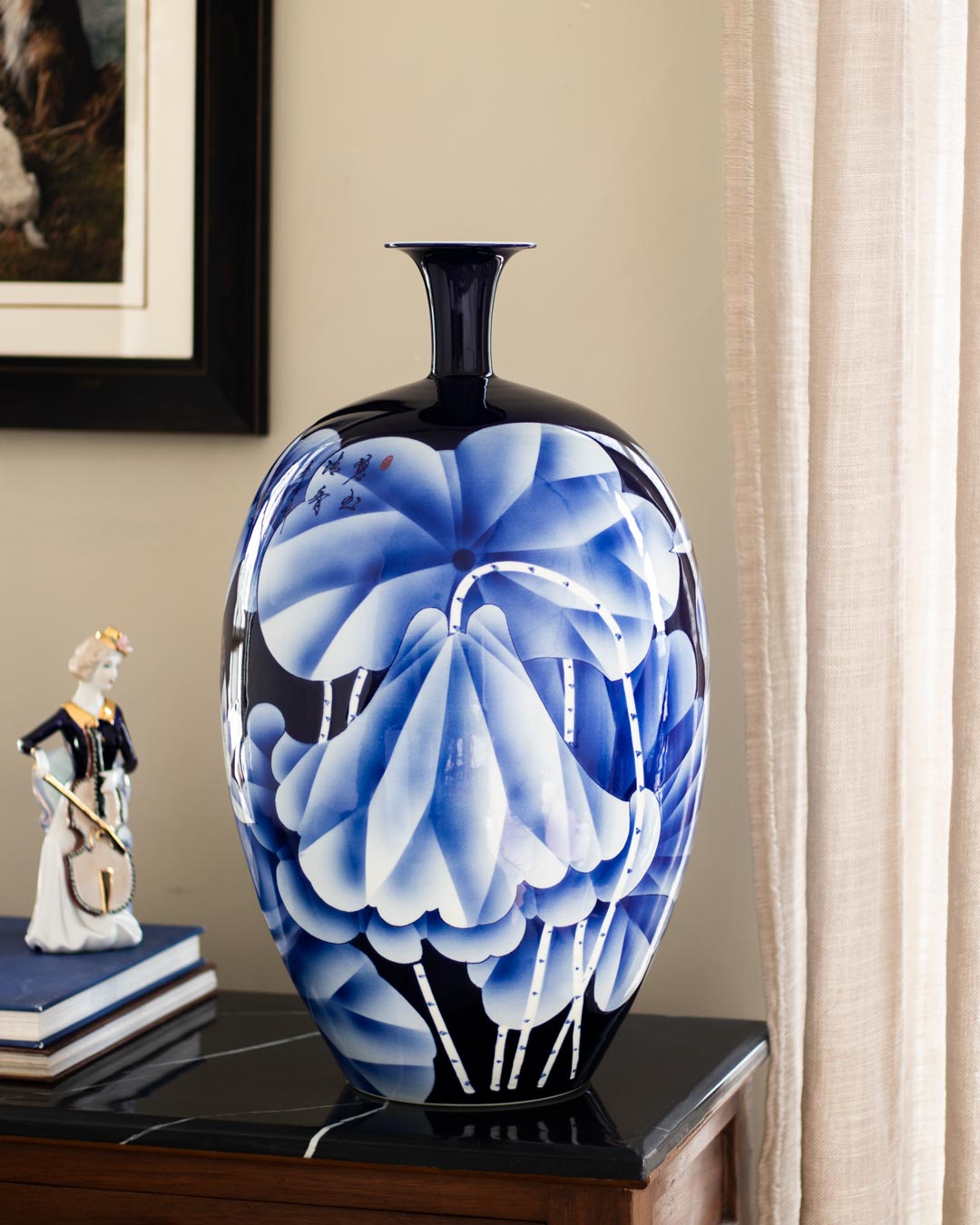 The Lotus - Midnight Blue Decorative Vase