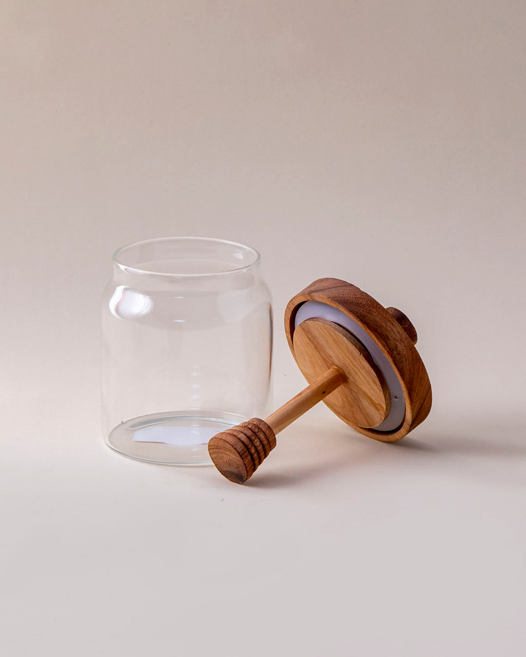 Honeycomb Glass Jar With Wooden Dipper