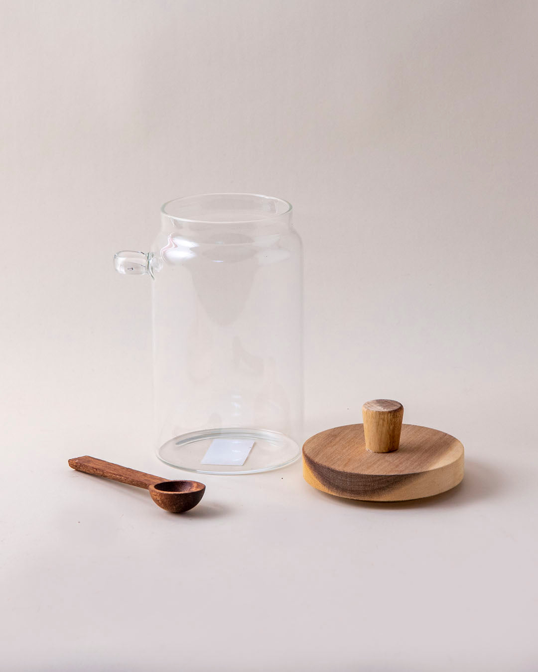 Glass Storage Jar with Wooden Lid and Spoon - Large