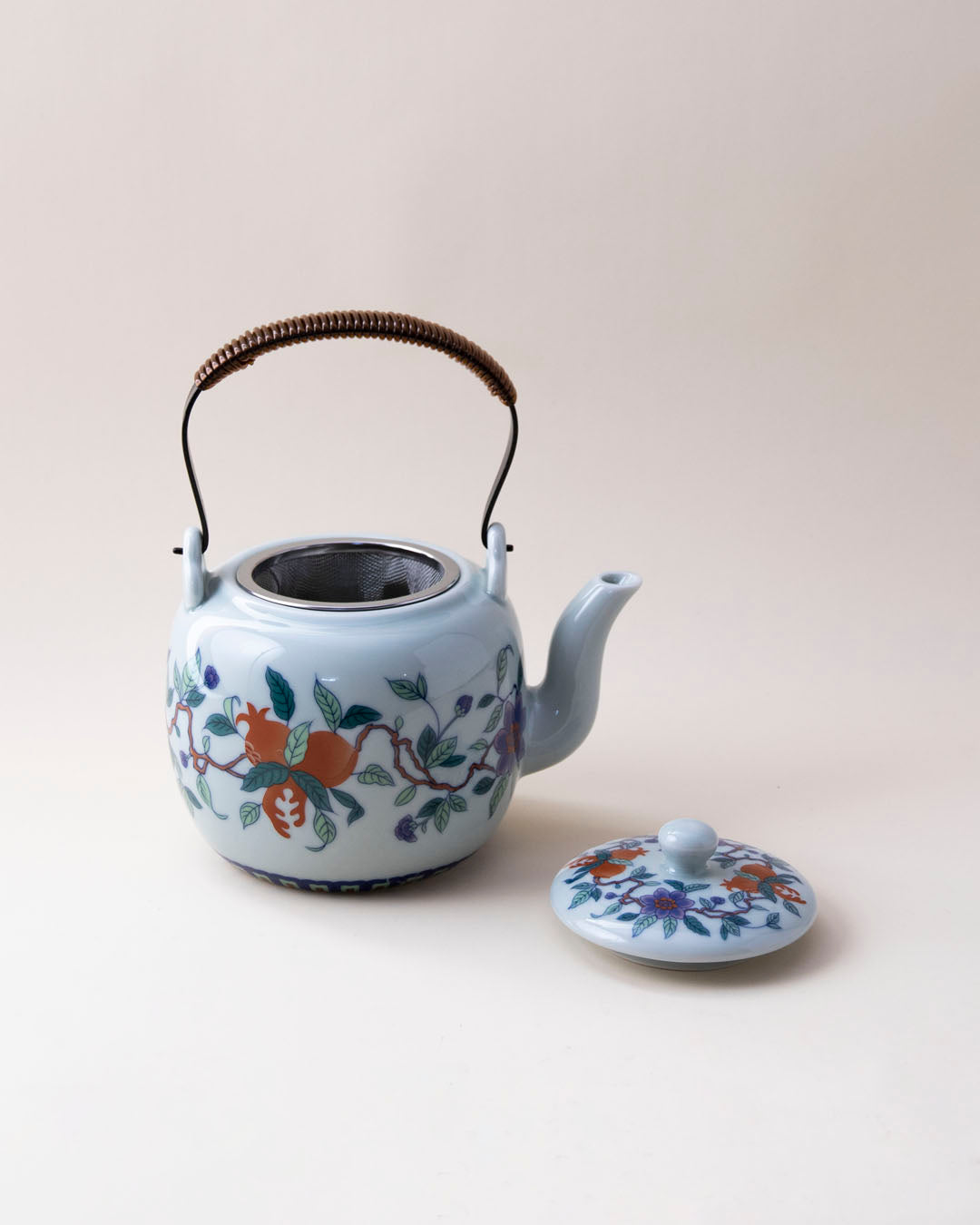Blue Peony Ceramic Tea Kettle