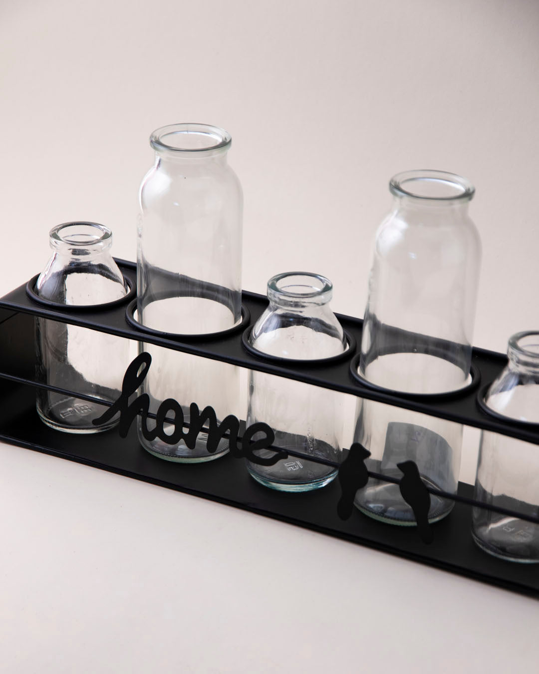 Rustic Home Glass Vase Set With Metal Stand