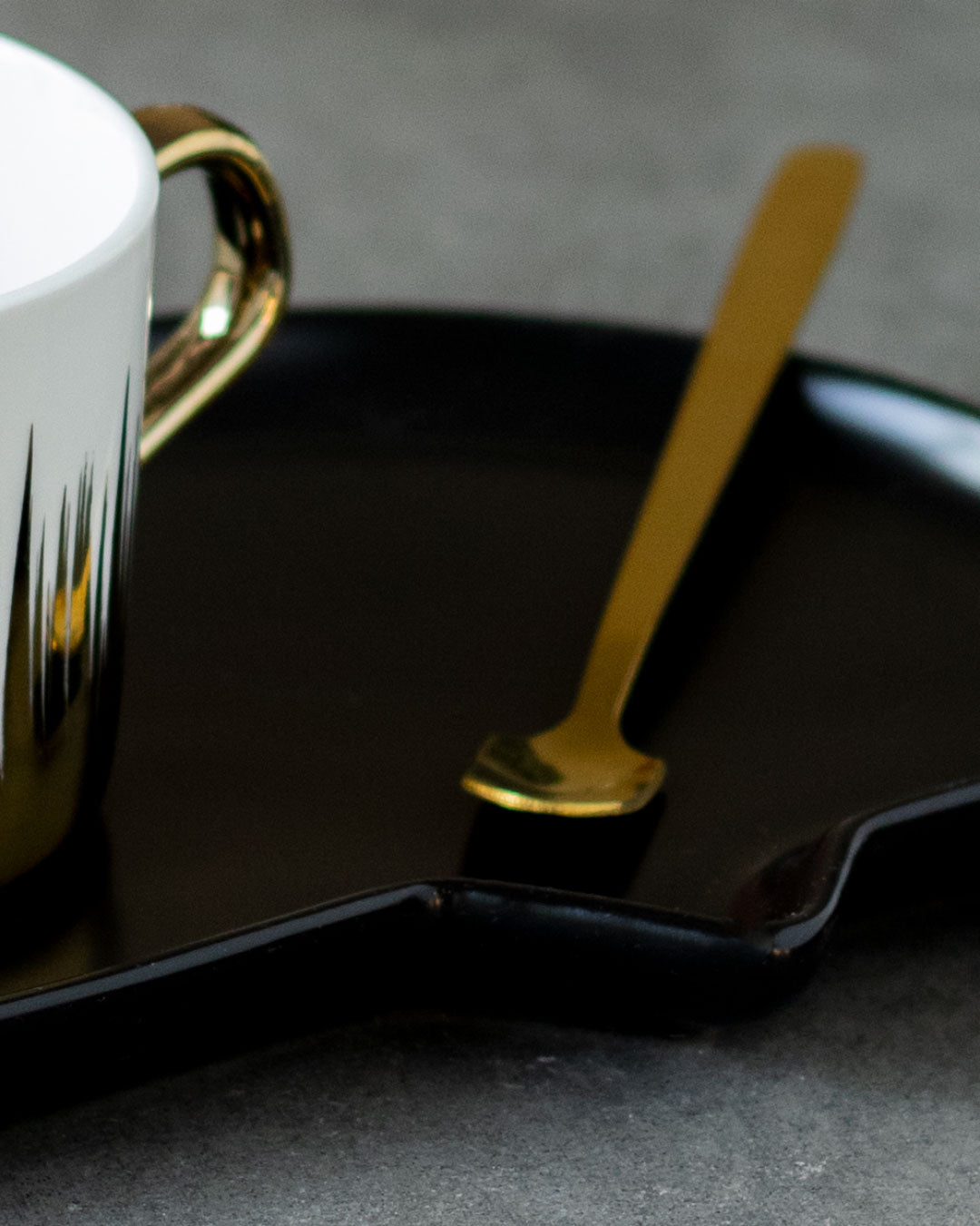 'Bistro' Caffe Teacup & Saucer - Black - The Decor Kart