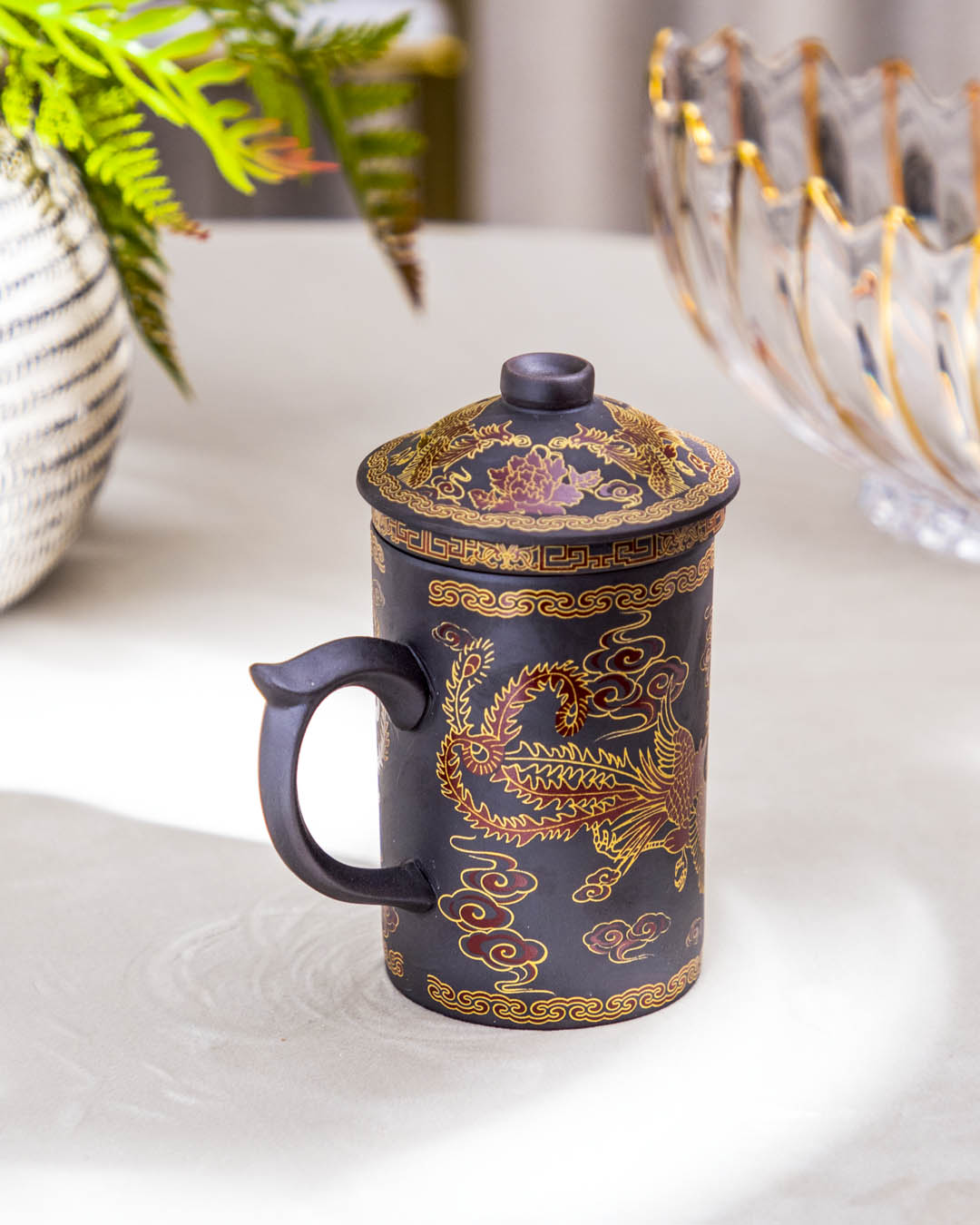 'Dragon' Stoneware Lidded Mug