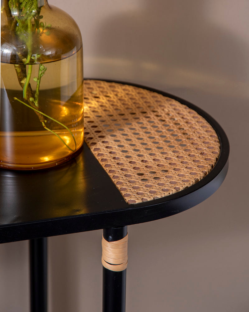 Modern Black Cane Console Table