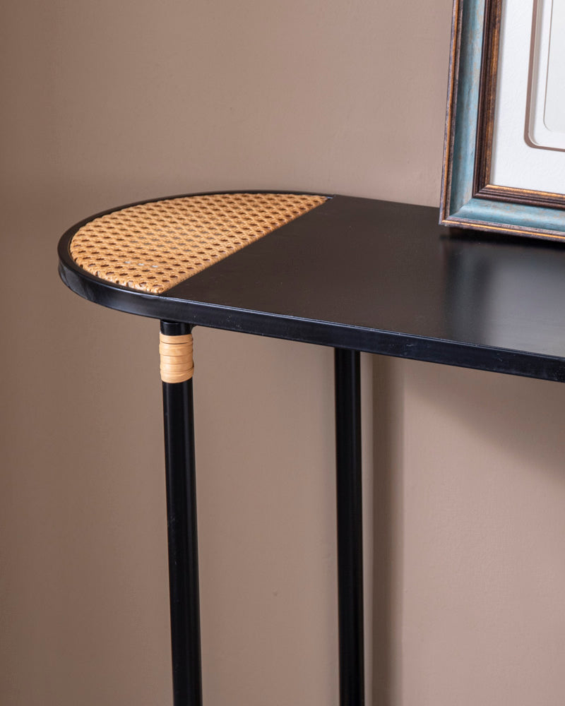 Modern Black Cane Console Table