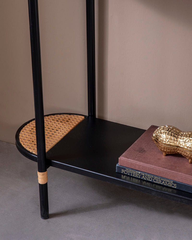 Modern Black Cane Console Table