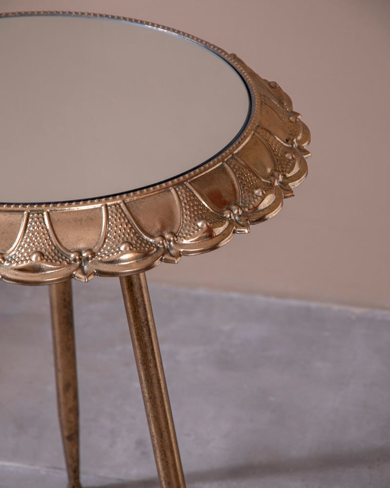 Golden Petal Mirroe Top Accent Table