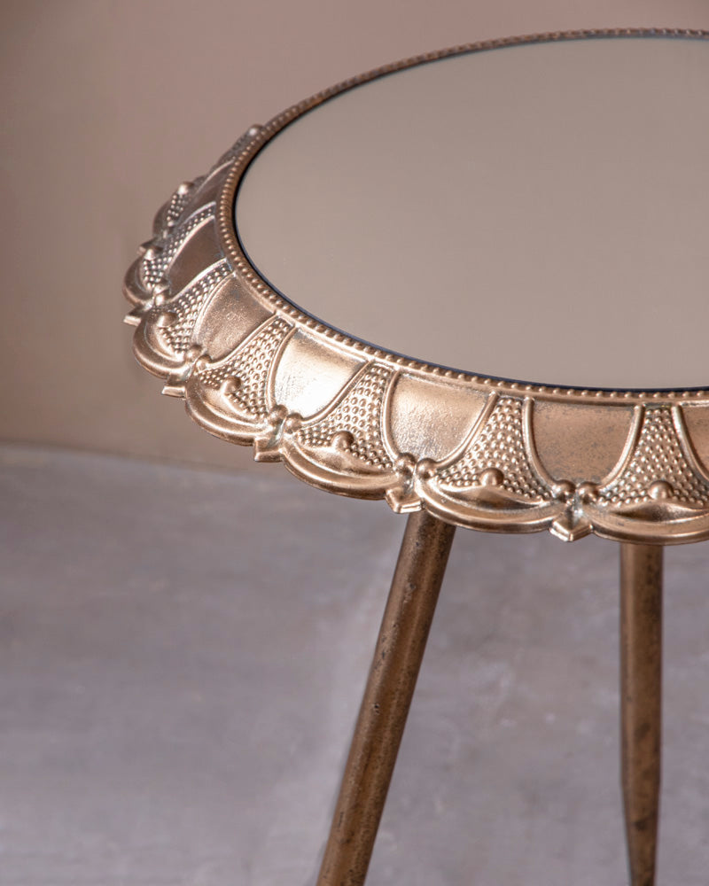 Golden Petal Mirroe Top Accent Table
