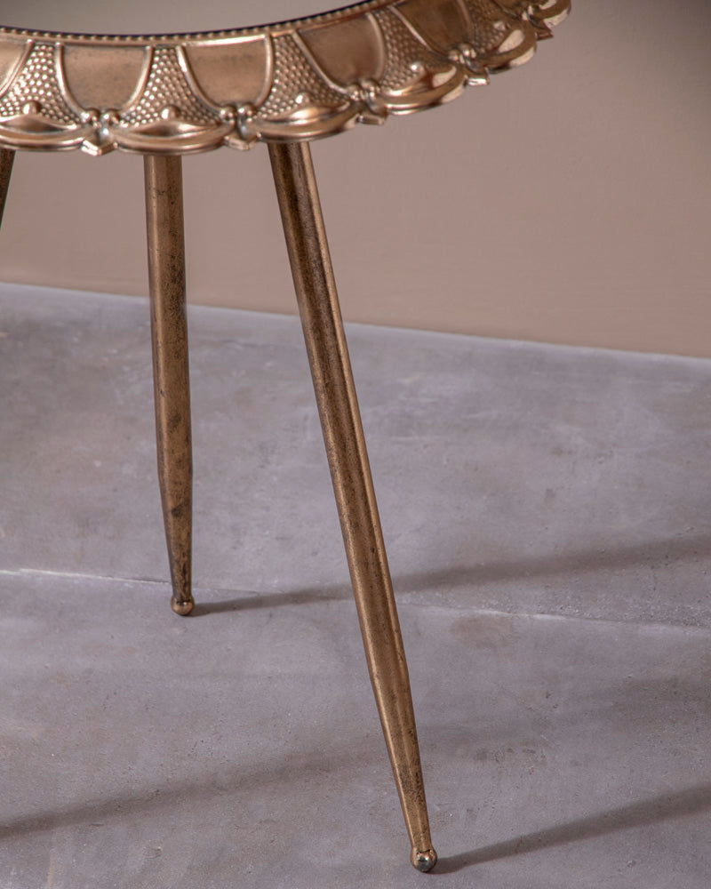 Golden Petal Mirroe Top Accent Table