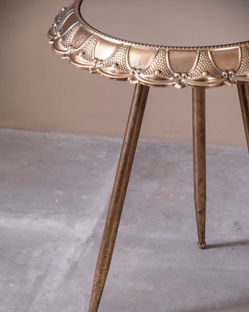 Golden Petal Mirroe Top Accent Table