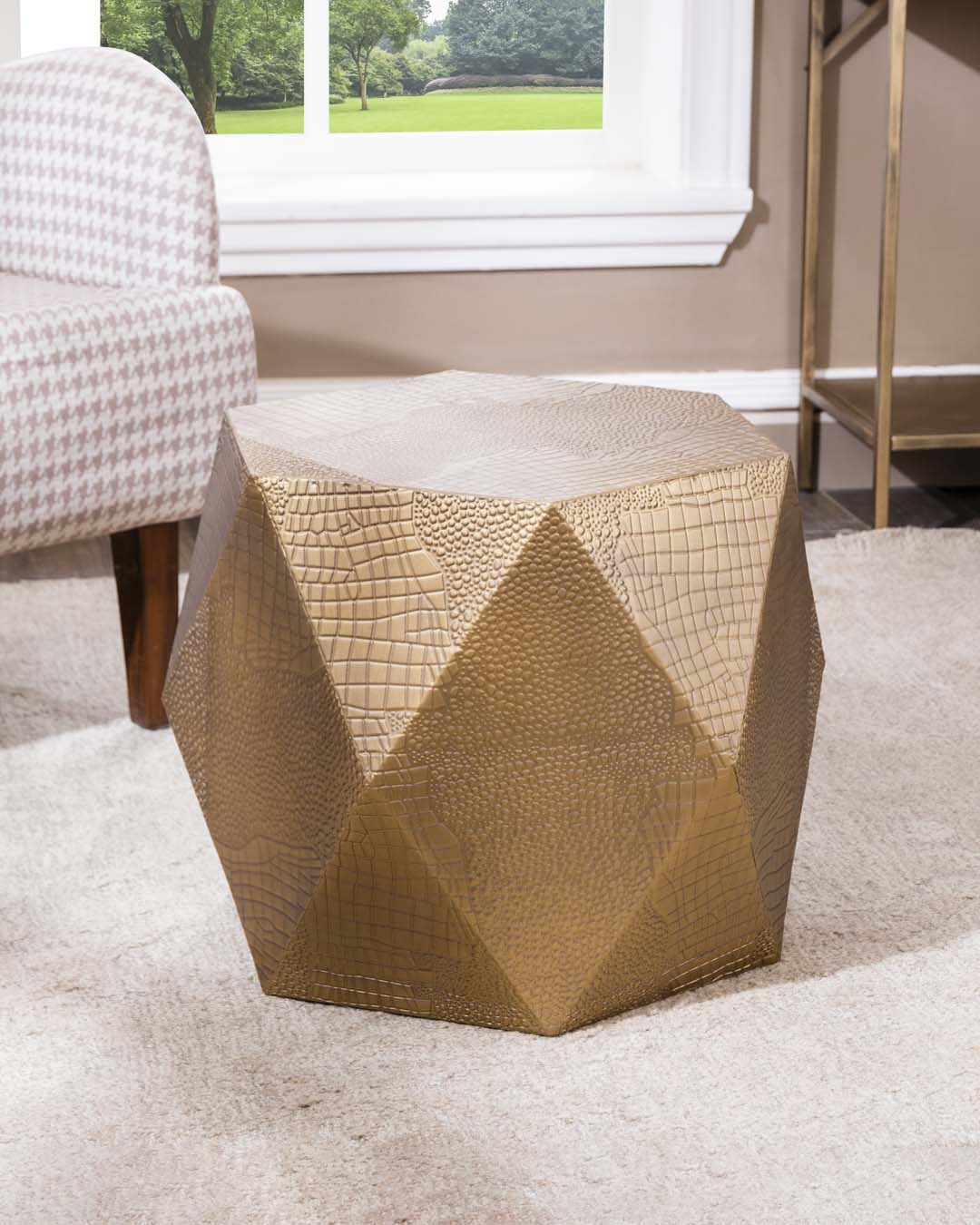 Crocodile Embossing Diamond Shape Coffee Table - Small