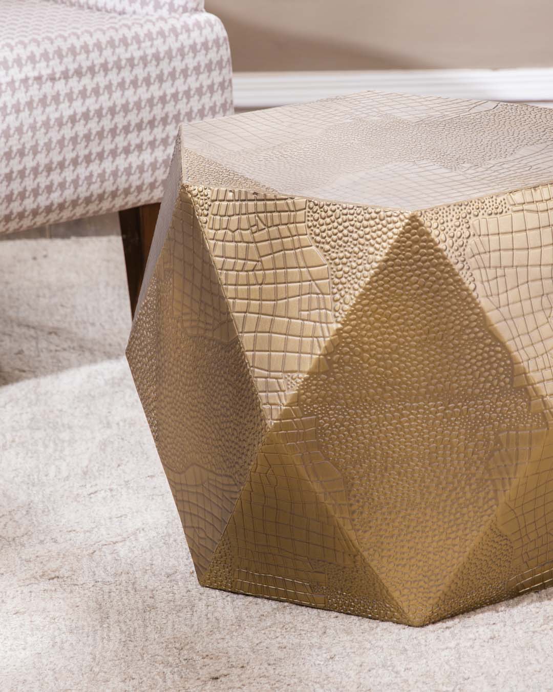 Crocodile Embossing Diamond Shape Coffee Table - Small