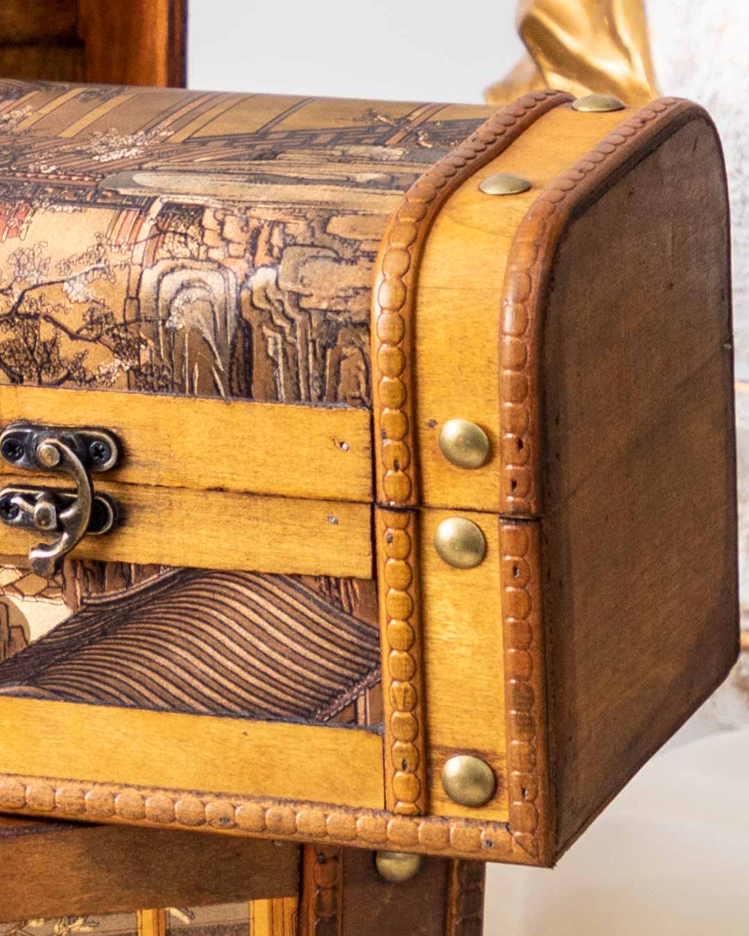 'Secrets of the Gilded Coffer' Vintage Treasure Chest - Set of 2